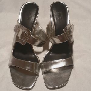 Cato Silver Buckle Slip On Heels - Size 10